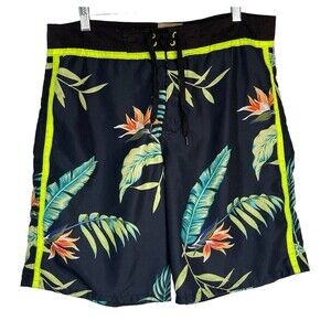 Men’s Swim Trunks Large Black Floral Roebuck & Co